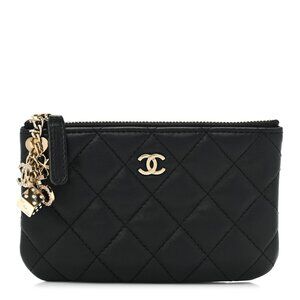 CHANEL  Lambskin Quilted Mini Casino Cosmetic Case Black